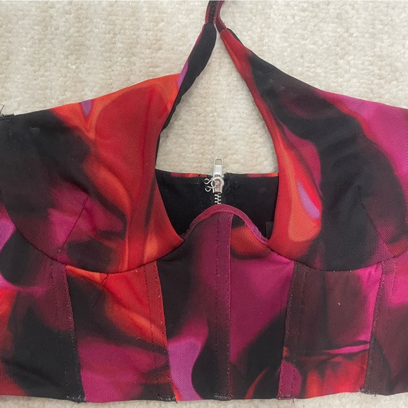 Wildfox Fantasy World Bustier Pink Flame Print S - Picture 5 of 8